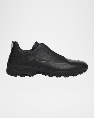Ermenegildo Zegna Men & apos;s Triple Stitch Monte Grained Leather Slip-On Sneakers
