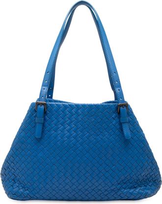 Bottega Veneta Pre-owned Womens Medium Nappa Intrecciato Cesta Tote - Sky Blue Leather - One Size