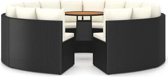 vidaXL 9 Pcs Set Sofas Of Garden W/ Vime Pe Preto Cushion