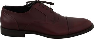 Dolce & Gabbana Rode Bordeaux Leren Derby Formele Schoenen