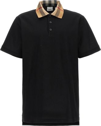 Burberry Mens Vintage Check Print Collar Polo Shirt in Black Cotton - Size Medium