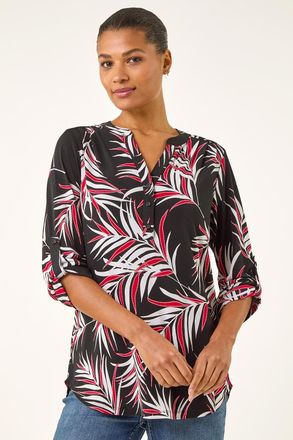 Roman Textured Leaf Puff Print Shirt