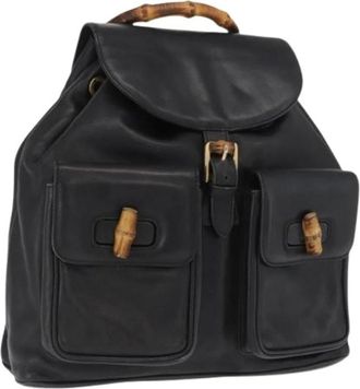 Gucci Pre-owned Leren Rugzak - Dames - Vintage Rugzakken - Zwart - ONE Size - Leer - Vintage
