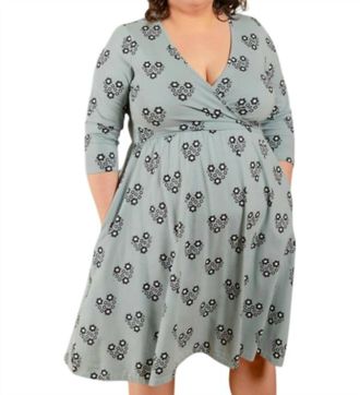 Mata Traders Callie Long Sleeve Wrap Dress In Retro Slate
