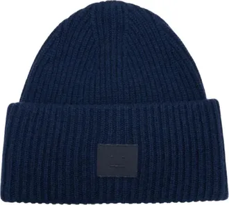Acne Studios Beanies, unisex, Blue, Size: ONE SIZE Large Face Logo Beanie