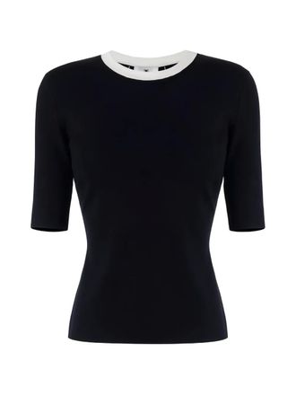 Elisabetta Franchi Top met ronde hals en striksluiting - Zwart