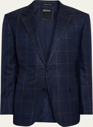 Ermenegildo Zegna Mens Cashmere and Silk Houndstooth Check Sport Coat