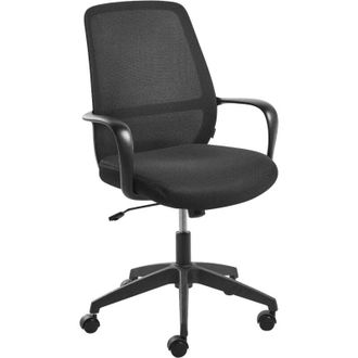 Beliani Office Chair Black Fabric Mesh Upholstery Swivel Desk Computer Adjustable Seat Reclining Backrest VELTO