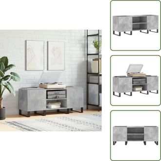 vidaXL The Living Store Mobile Porta Dischi Grigio Cemento 121x38x48 Legno Multistrato - Ripostiglio per dischi