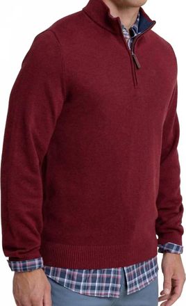 Southern Tide Oakatie Quarter Zip Sweater In Heather Muscadine