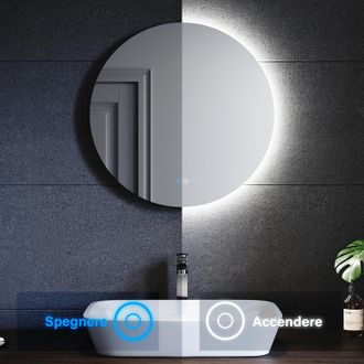 Sonni Sonni Specchio Da Bagno Illuminato A Led Specchio Da Parete Da Bagno Moderno Bianco Freddo Impermeabile Ip44 A Risparmio Energetico 60 X 50cm