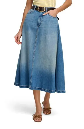 Favorite Daughter The Winona Denim Cotton Blend Midi Skirt in Bristol at Nordstrom, Size 29
