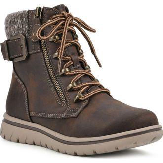 White Mountain Hearten Knit Collar Boot in Brown/fabric at Nordstrom Rack, Size 6.5