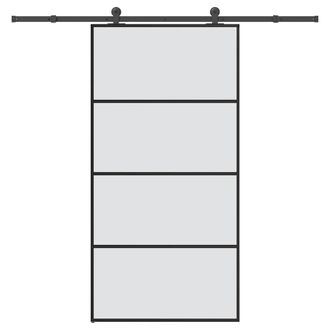 Berkfield Home Sliding Door with Hardware Set 102.5x205 cm ESG Glass&Aluminium in Black