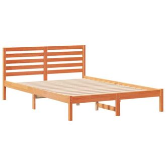 Berkfield Home with Headboard Wax brown 140 x 210 cm Solid pine wood