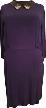 Sandro Purple crepe embellished collar dress Size L