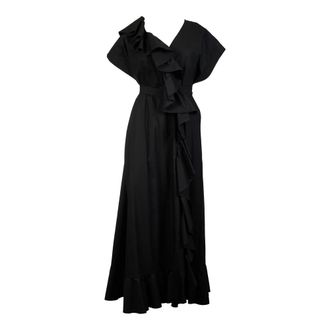 Msgm Wrap Dresses, female, Black, Size: M Abito Rouches