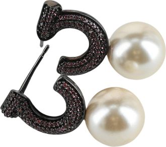 Ferragamo Gancini Faux Pearl Stud Earrings
