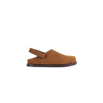 STUDIO NICHOLSON Clogs, male, Brown, Size: 8 US Brown Suede Mules Straps Rounded Toe
