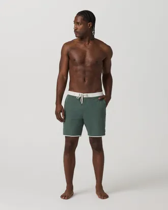 Vuori Clothing Cruise Boardshort 7 | Agate Green Linen Texture | 28