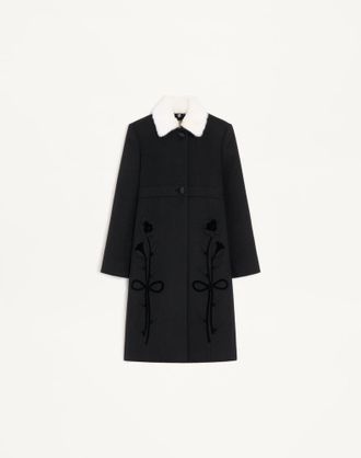 Valentino Embroidered Compact Drap Coat Wo