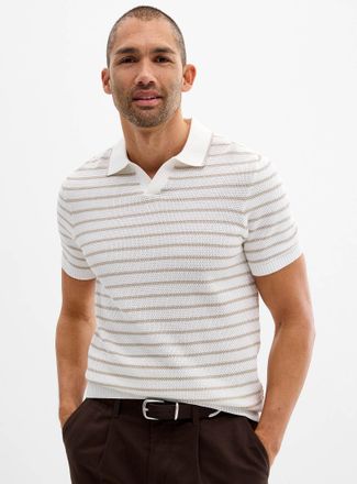 Robert Barakett Mens Stellan twin-stripe Johnny-collar polo