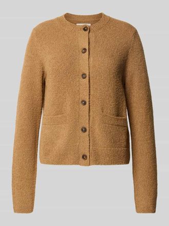 Marc O'Polo Regular Fit Strickjacke aus Baumwoll-Mix mit Woll-Anteil in Camel, Gr&ouml;&szlig;e L