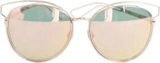 Dior Pre-owned Vintage Metalen Zonnebril - Dames - Vintage Accessoires - Roze - ONE Size - Leer - Vintage
