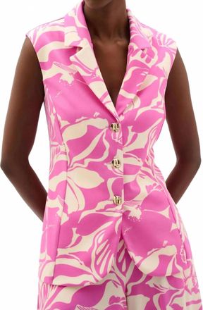 Joseph Ribkoff Floral Print Sleeveless Vest In Beige/pink