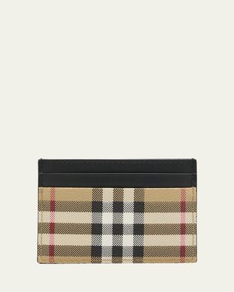 Burberry Mens Vintage Check Leather Card Holder