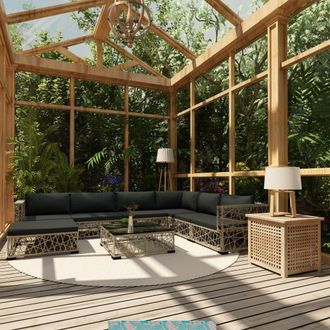 vidaXL Set De Muebles De Jard&iacute;n 8 Pzas Y Cojines Rat&aacute;n Sint&eacute;tico Gris Vidaxl