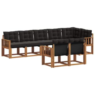 vidaXL Conjunto De Sof&aacute;s De Exterior Con Coj&iacute;n 8 Pcs Natural Y Negro Vidaxl