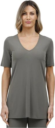 Max Mara Jersey T-shirt voor een stijlvolle look - Dames - T-shirts - Groen - S - Katoen - Tops