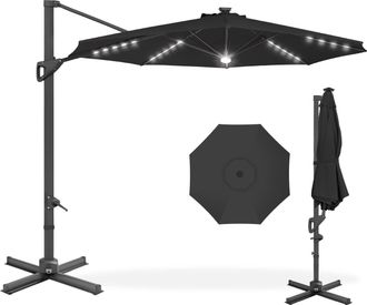 Best Choice Products 10ft 360-Degree Solar LED Lit Cantilever Patio Umbrella, Outdoor Hanging Shade