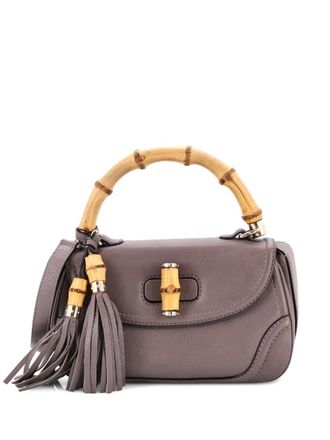 Gucci New Convertible Bamboo Top Handle Bag Leather Medium satchel - Grey