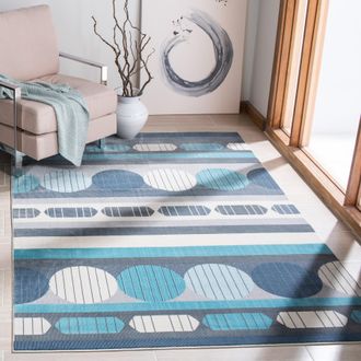 Safavieh Orwell Machine Made Area Rug, Grey / Aqua Contemporary Style Easy Care