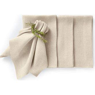 Solino Home Linen Dinner Napkins Set of 4, 20 x 20 Inch for Dining Table, Holiday and Everyday Table Decor - Sonoma in Flax at Nordstrom, Size Large
