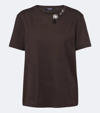 Max Mara Embellished cotton-blend jersey T-shirt