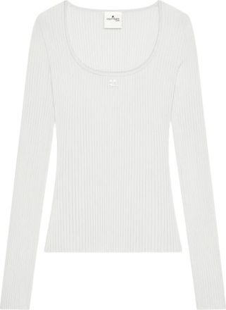 Courr&egrave;ges Ribgebreid T-shirt - Wit