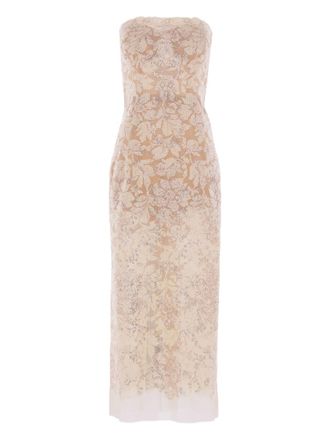 Ermanno Scervino Avondjurk verfraaid met kristallen - Beige