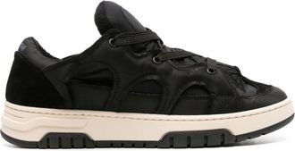 Santha Santha panelled sneakers - men - Fabric/Calf Leather/Rubber/Calf Suede/Fabric - 36 - Black