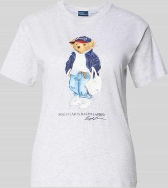 Polo Ralph Lauren Regular Fit T-Shirt mit Polo Bear Print in Hellgrau Melange, Gr&ouml;&szlig;e XXL