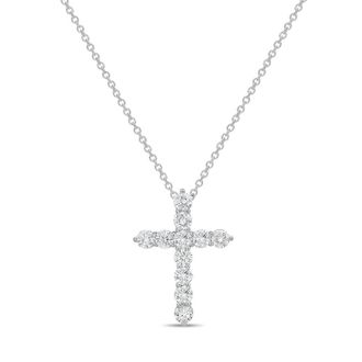 Diana M. Jewels 14kt White Gold 2.00 cts Lab Grown Round Diamond Cross Pendant