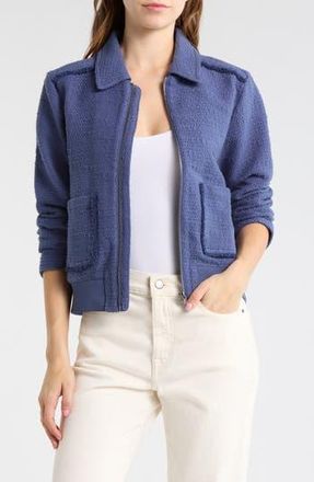 Melrose and Market Textured Bomber Jacket in Blue Indigo at Nordstrom Rack, Size Xx-Small