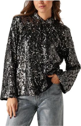 Gestuz Zwarte Pailletten Blouse voor Vrouwen - Dames - Blouses - Zwart - XS - Pailletten - Overhemden