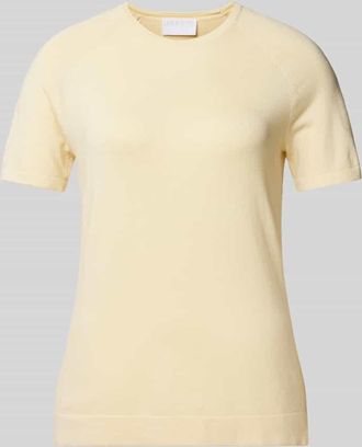 Jake*s Strickshirt mit gerippten Abschl&uuml;ssen in Hellgelb, Gr&ouml;&szlig;e 34