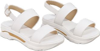Generic Womens Gladiator Wedge Sandals, Arch Support Platform Sandals with Ankle Strap, Open Toe, Orthopedic Comfort, Faux Leather (White, UK Footwear Size Sy
