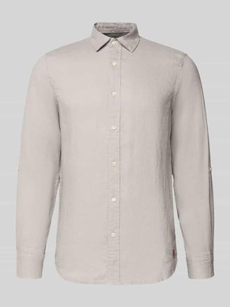 Scotch & Soda Slim Fit Leinenhemd mit Kentkragen in Hellgrau, Gr&ouml;&szlig;e XXL