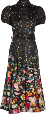 Alice & Olivia Henrietta Floral-print Stretch-cotton Midi Dress - Black - 8 (UK12 / M)