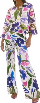 Joseph Ribkoff Floral Print 3/4 Sleeves Trapeze Jacket In Off-White/multi
